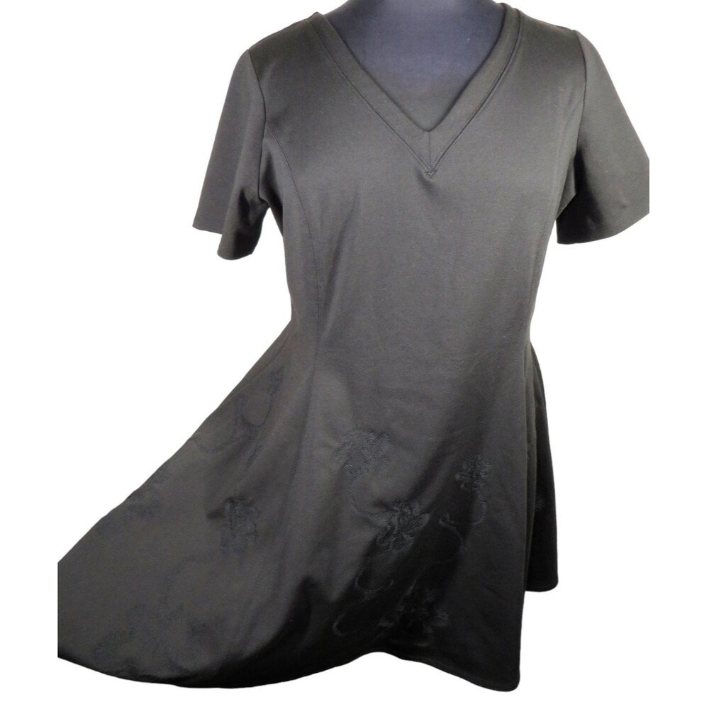 Simply Vera Vera Wang Black Embroidered Ponte Knit Swing Dress Size XXL 2XL